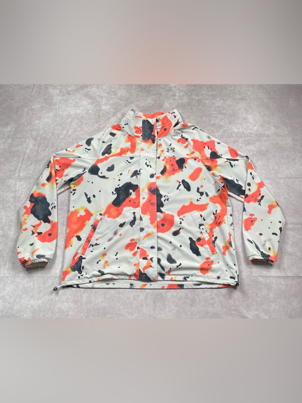 Under Amour Jacket Womens XL Orange Black Gray RECOVER Woven Upstream Camo